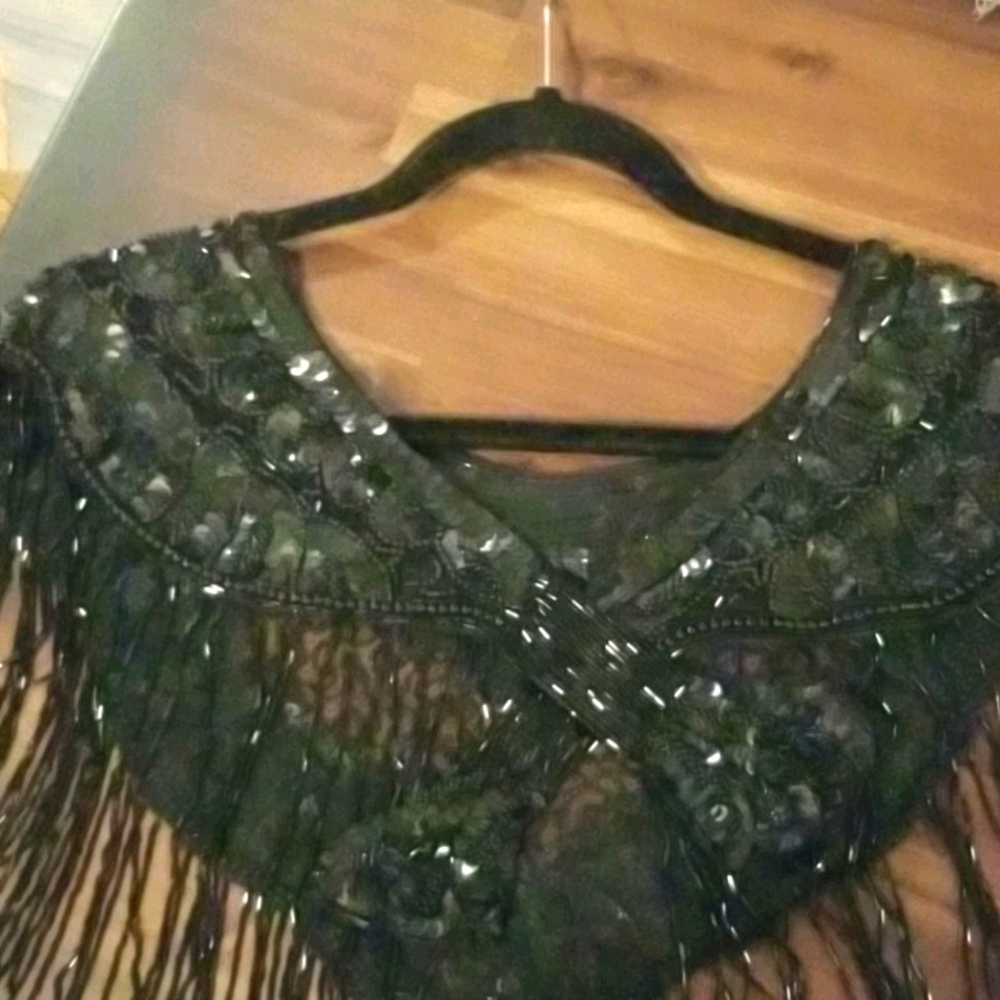 BEAUTIFUL Beaded Black Shawl